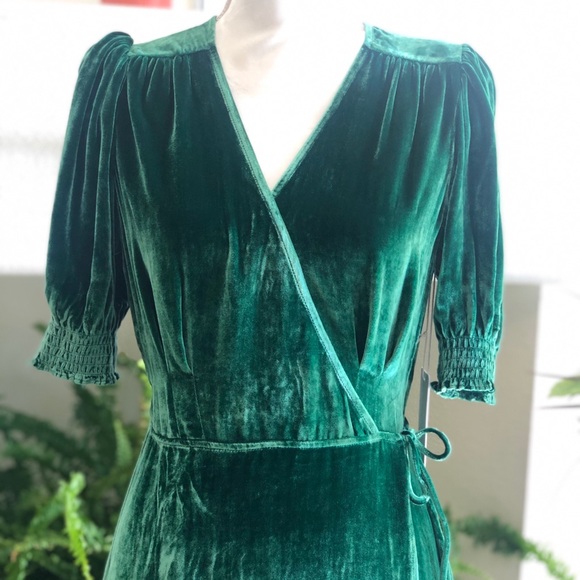 Reformation Peonie Dress Emerald - Picture 7 of 12